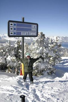 Alex with Ski Run Sign
