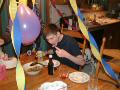 Drew with cake.
