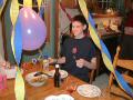 Drew with cake smile.